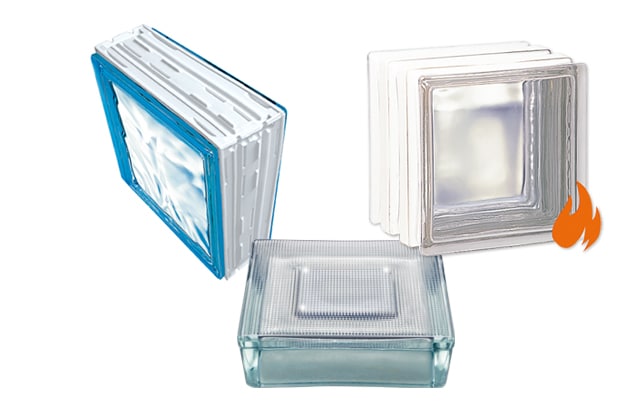 Brique de verre Cubiver, pavé lumineux Lumi-sol et Brique coupe feu