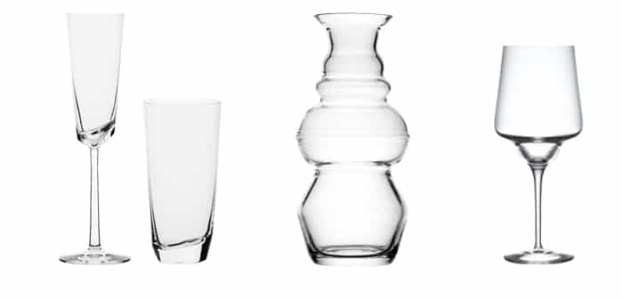 Flûte et long drink Kai, Carafe Loof et verre Sydney, Designer Kai Richter